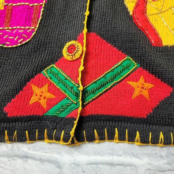Vintage Victoria Harbour Holiday Presents Embellished Applique Cardigan size Med - Picture 7 of 14